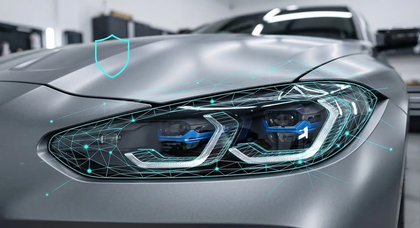 Aplicación de Paint Protection Film en un foco de un coche de lujo